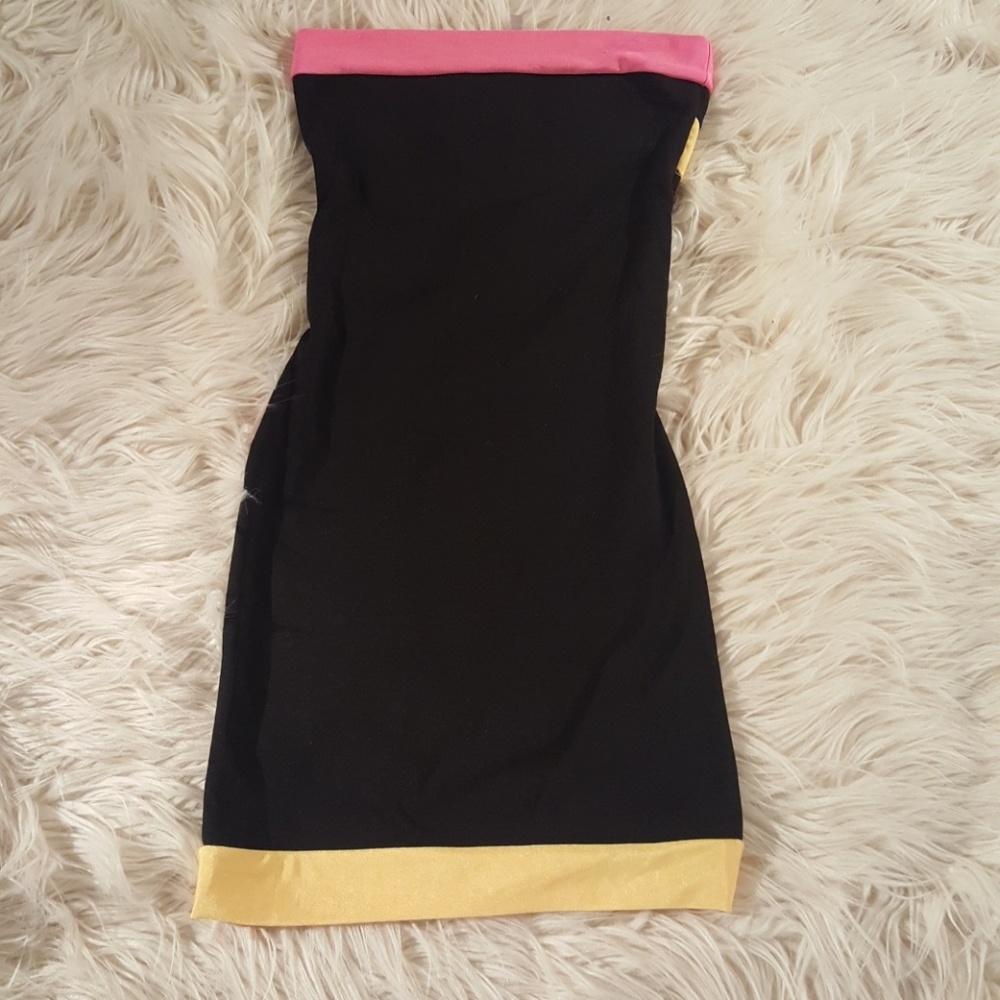 Neon colors black tube dress bodycon